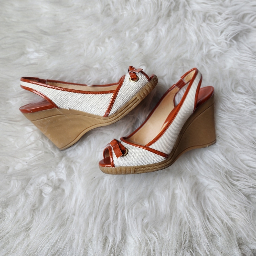 Michael Kors White & Orange Wedge Heels - Picture 1 of 7